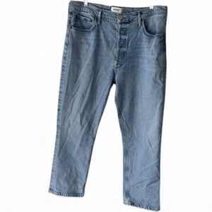 Agolde Riley Jeans denim button fly stretch organic cotton slightly distressed